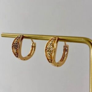Beautiful Pair of High Quality Gold Plated French Hoop Earrings